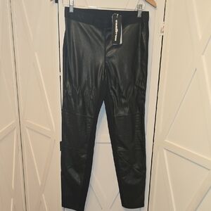 New Karl Lagerfeld Jet Black Faux Leather Pants